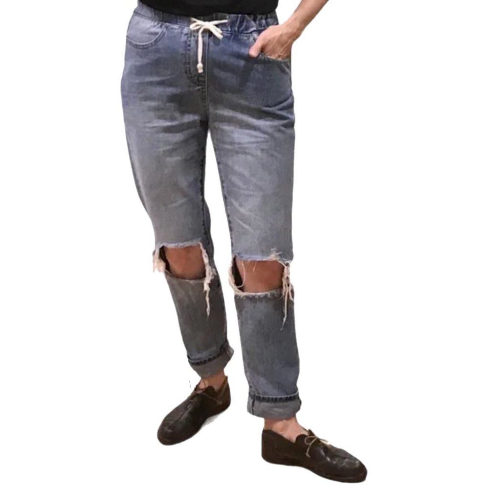 Rewash Jeans Distressed Jeans Drawstring Waist High Rise Light Wash Denim XS
